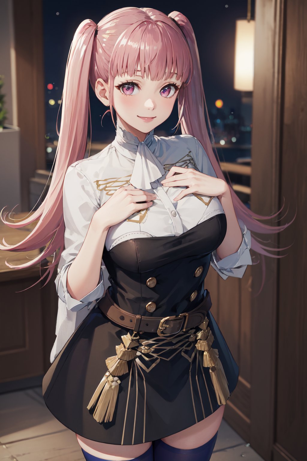00002-4113732699-(masterpiece, best quality_1.2), , cowboy shot, solo, 1girl, hilda valentine goneril, smile, looking at viewer, hand on own ches.jpg